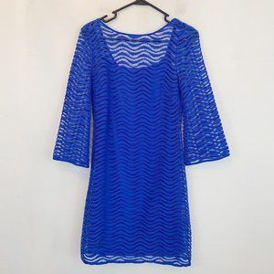 LILLY PULITZER blue wavy long sleeve mini dress